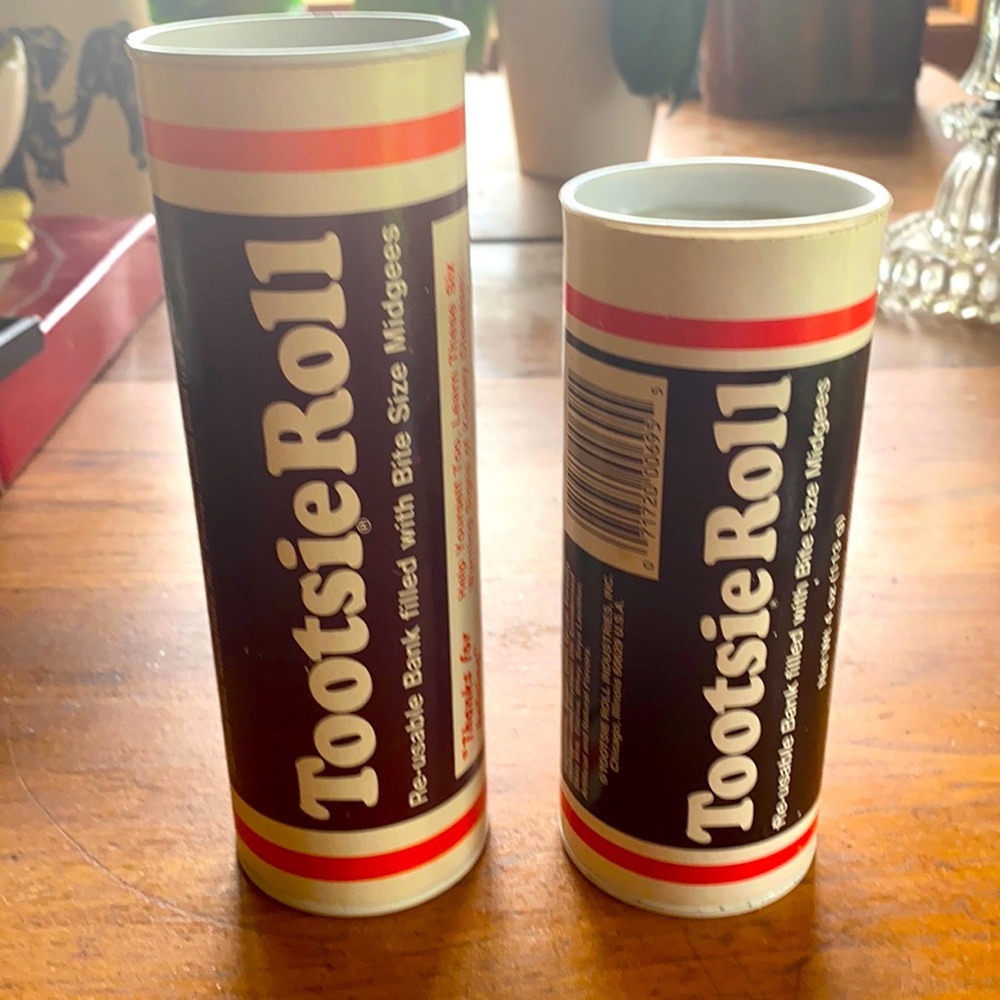 VTG (2) cardboard Tootsie Roll midgees banks